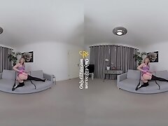 Elle M - Busty Blonde Bombshell Gets Naked - Big Tits Nylons Striptease Solo Model