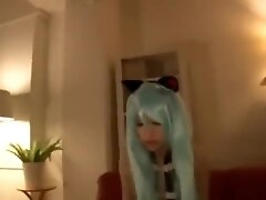 Japanese cosplay girl footjob cum