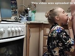 Russian Housewife Got Up Doggy Style For A Bright Fuck In The Kitchen