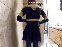 Showering In Steel Chastity And Latex