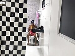 I Masturbate In The Bathroom Until The Room Service Cleaning Lady Comes In And Helps Me Finish Cummi