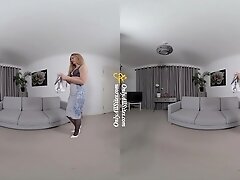 Blonde British Hottie Strips - Pantyhose Nylons Striptease Solo Model Small Tits