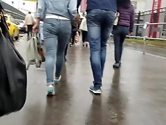junior woman wriggle ass in tight jeans