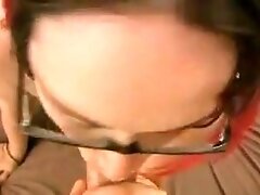 Spectacled chunky young woman sucks and fucks.BBW POV