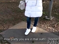 Cute Eurobabe fucked in the woods for alot of cash