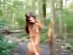 girl Plays Native in the Forest