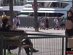 Shameless 19yo whipped outdoor at public place by BDSM fem