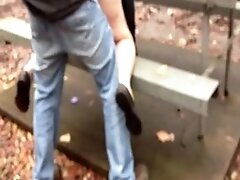 Abbey dogging outdoors with a hot young stranger