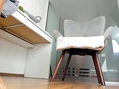 Miss naughty is stripping her yoga pants and riding on a dildo