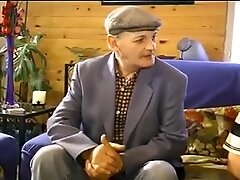 Threesome scene with an old slut and mature guys