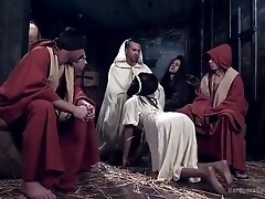 Skinny Ebony Spinner Gets Gangbanged By Four Hunged