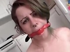 Tied Up Lesbo teen 18+ Duo Pissing In Glasses